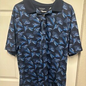Men's Blue Frog Print Polo Shirt